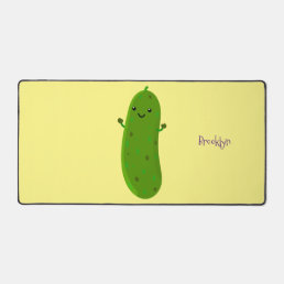 Cute happy pickle cartoon illustration desk mat