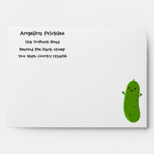Cute happy pickle cartoon illustration envelope