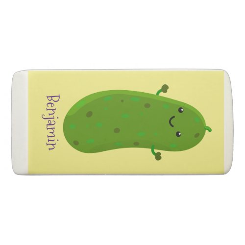 Cute happy pickle cartoon illustration eraser