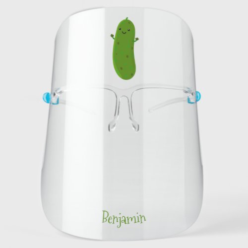 Cute happy pickle cartoon illustration face shield