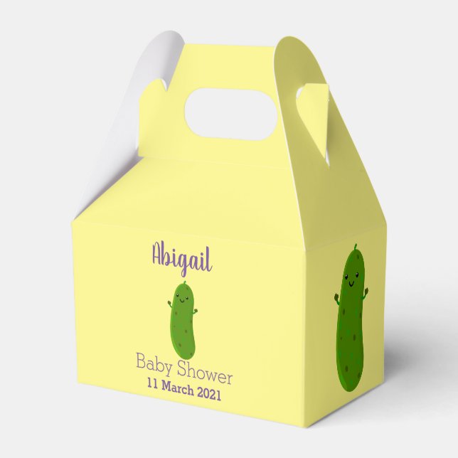 Cute happy pickle cartoon illustration favor boxes (Front Side)