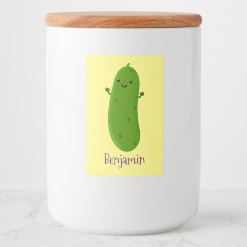 Cute happy pickle cartoon illustration food label