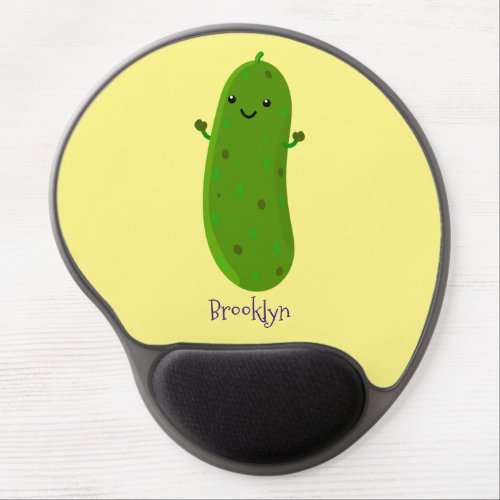 Cute happy pickle cartoon illustration gel mouse pad