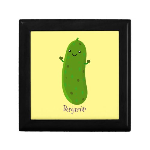 Cute happy pickle cartoon illustration gift box