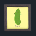 Cute happy pickle cartoon illustration gift box<br><div class="desc">Happy and cool as a cucumber!</div>