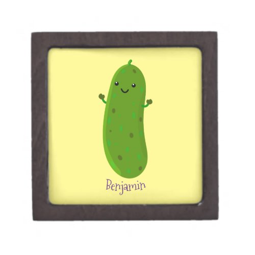 Cute happy pickle cartoon illustration gift box