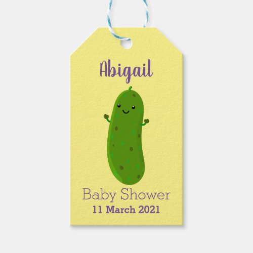 Cute happy pickle cartoon illustration gift tags