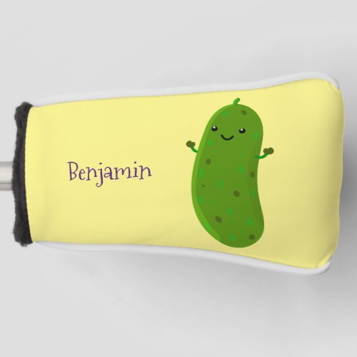 Cute happy pickle cartoon illustration golf head cover