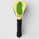 Cute happy pickle cartoon illustration golf head cover