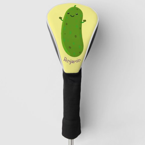 Cute happy pickle cartoon illustration golf head cover
