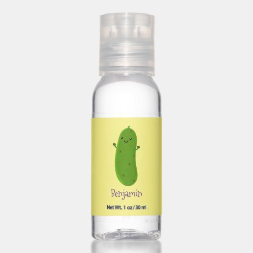 Cute happy pickle cartoon illustration hand sanitizer