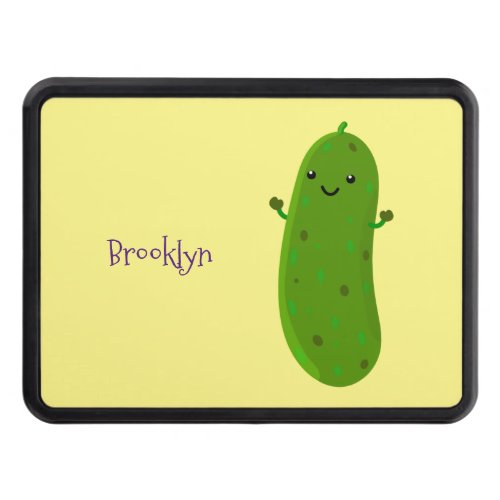 Cute happy pickle cartoon illustration hitch cover