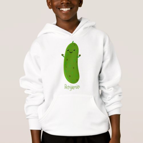 Cute happy pickle cartoon illustration hoodie