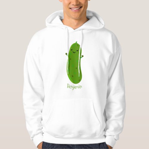 Cute happy pickle cartoon illustration hoodie