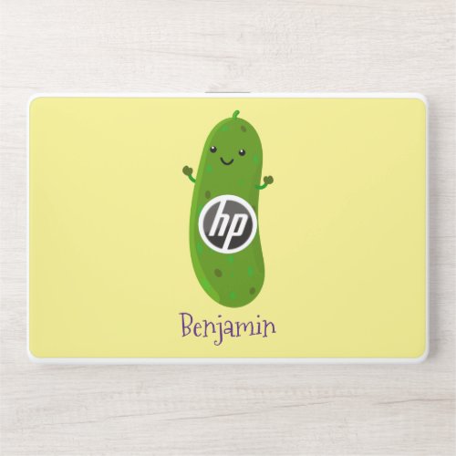 Cute happy pickle cartoon illustration HP laptop skin