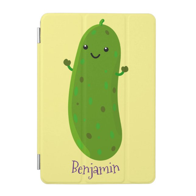 Cute happy pickle cartoon illustration iPad mini cover (Front)