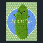 Cute happy pickle cartoon illustration jigsaw puzzle<br><div class="desc">Happy and cool as a cucumber!</div>