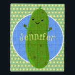 Cute happy pickle cartoon illustration jigsaw puzzle<br><div class="desc">Happy and cool as a cucumber!</div>