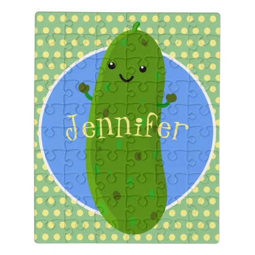 Cute happy pickle cartoon illustration jigsaw puzzle