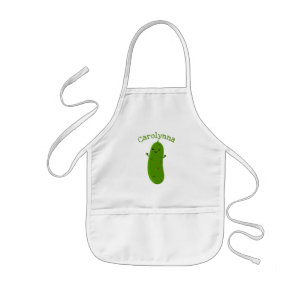 Cute happy pickle cartoon illustration kids' apron