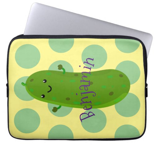 Cute happy pickle cartoon illustration laptop sleeve