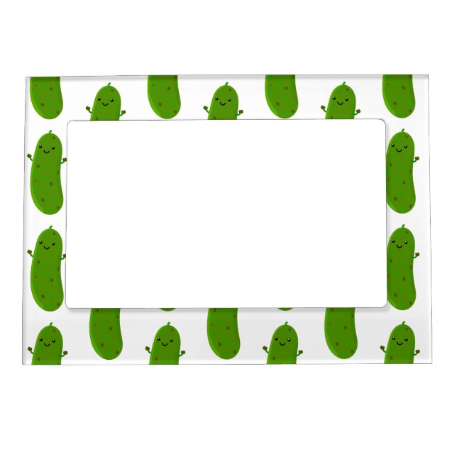 Cute happy pickle cartoon illustration magnetic frame (Front)