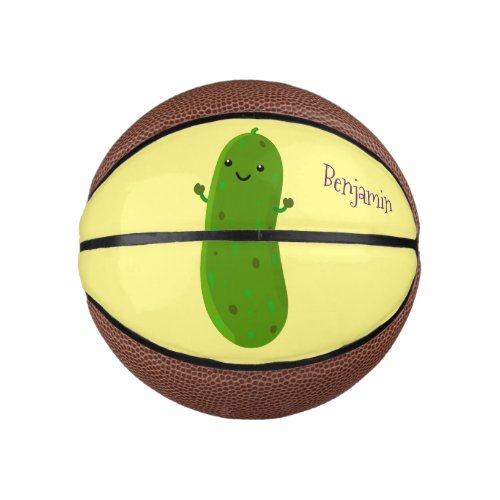 Cute happy pickle cartoon illustration mini basketball