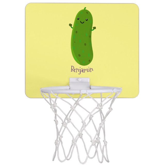 Cute happy pickle cartoon illustration mini basketball hoop (Front)