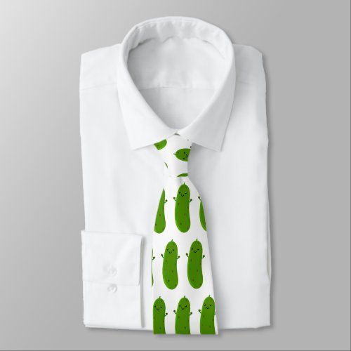 Cute happy pickle cartoon illustration neck tie