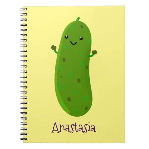 Cute happy pickle cartoon illustration notebook