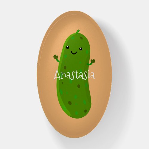 Cute happy pickle cartoon illustration paperweight