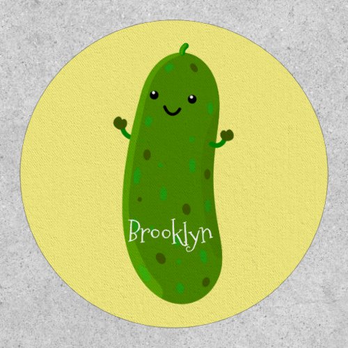 Cute happy pickle cartoon illustration patch