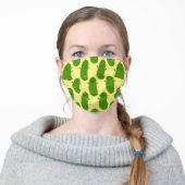 Cute happy pickle cartoon illustration pattern adult cloth face mask (Worn)