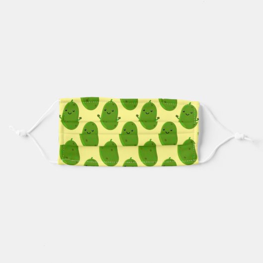 Cute happy pickle cartoon illustration pattern adult cloth face mask (Front, Folded)