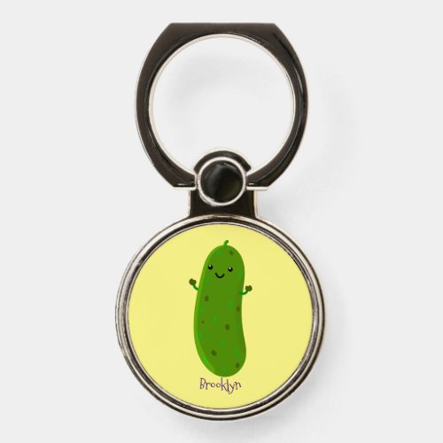Cute happy pickle cartoon illustration phone ring stand