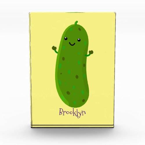 Cute happy pickle cartoon illustration photo block