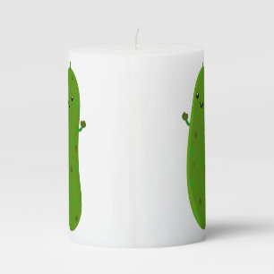 Cute happy pickle cartoon illustration pillar candle