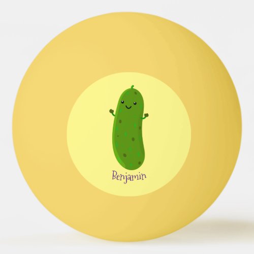 Cute happy pickle cartoon illustration ping pong ball