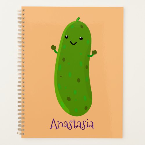 Cute happy pickle cartoon illustration planner