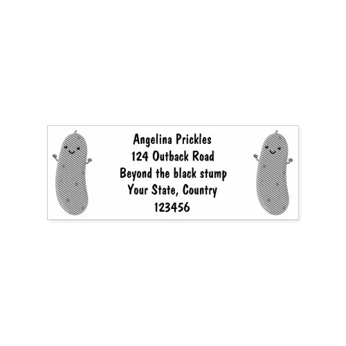 Cute happy pickle cartoon illustration rubber stamp