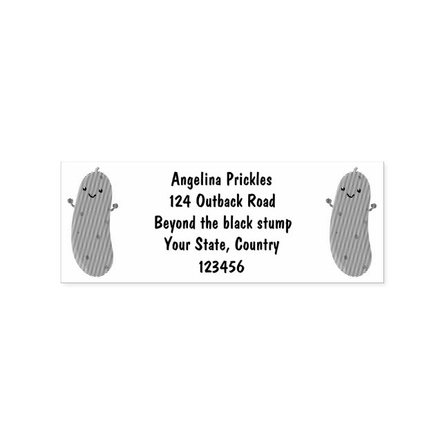 Cute happy pickle cartoon illustration rubber stamp (Imprint)