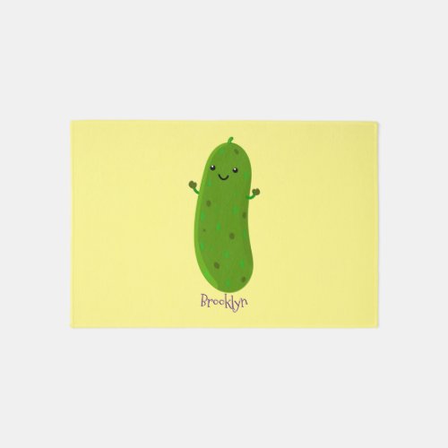 Cute happy pickle cartoon illustration rug