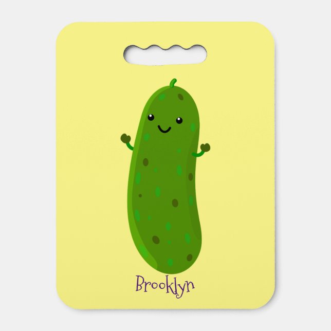 Cute happy pickle cartoon illustration  seat cushion (Front Vertical)