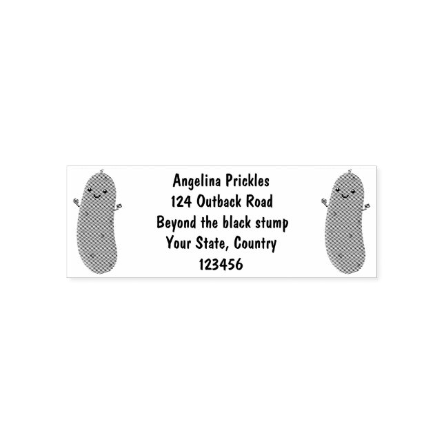 Cute happy pickle cartoon illustration self-inking stamp (Design)