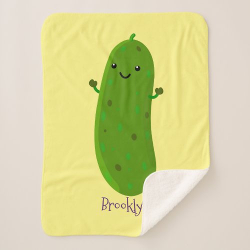 Cute happy pickle cartoon illustration sherpa blanket