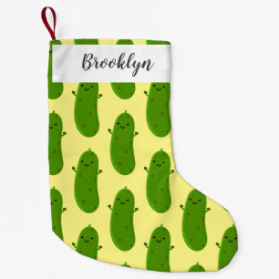 Cute happy pickle cartoon illustration small christmas stocking