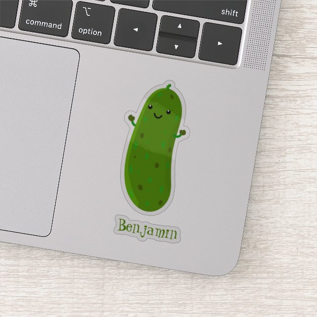 Cute happy pickle cartoon illustration sticker (Detail)