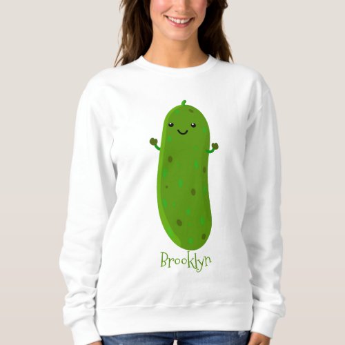 Cute happy pickle cartoon illustration sweatshirt