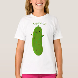 Cute happy pickle cartoon illustration T-Shirt