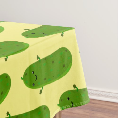 Cute happy pickle cartoon illustration tablecloth